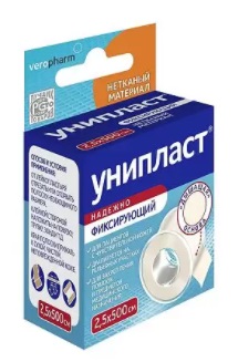 Унипласт пластырь фиксирующий нетканный 2,5х5м, 1 шт