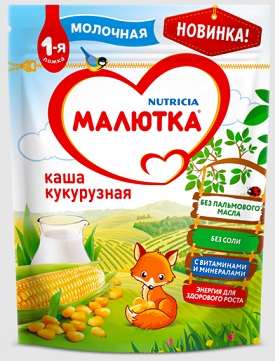 Малютка каша молочная кукурузная с 5 месяцев, 220г