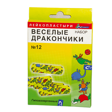 Сарепта пластырь бактерицидный Веселые Дракончики, 12 шт