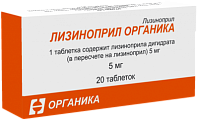 Купить лизиноприл-органика, таблетки 5мг, 20 шт в Нижнем Новгороде